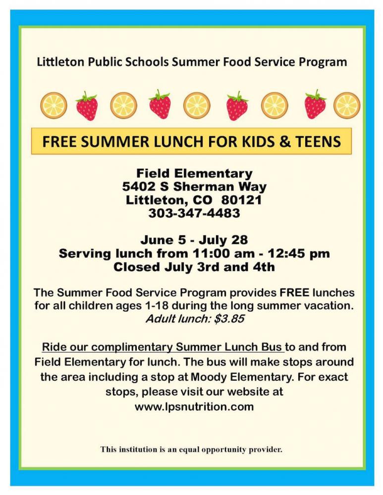 Free Summer Lunch for Kids & Teens Littleton Public Schools